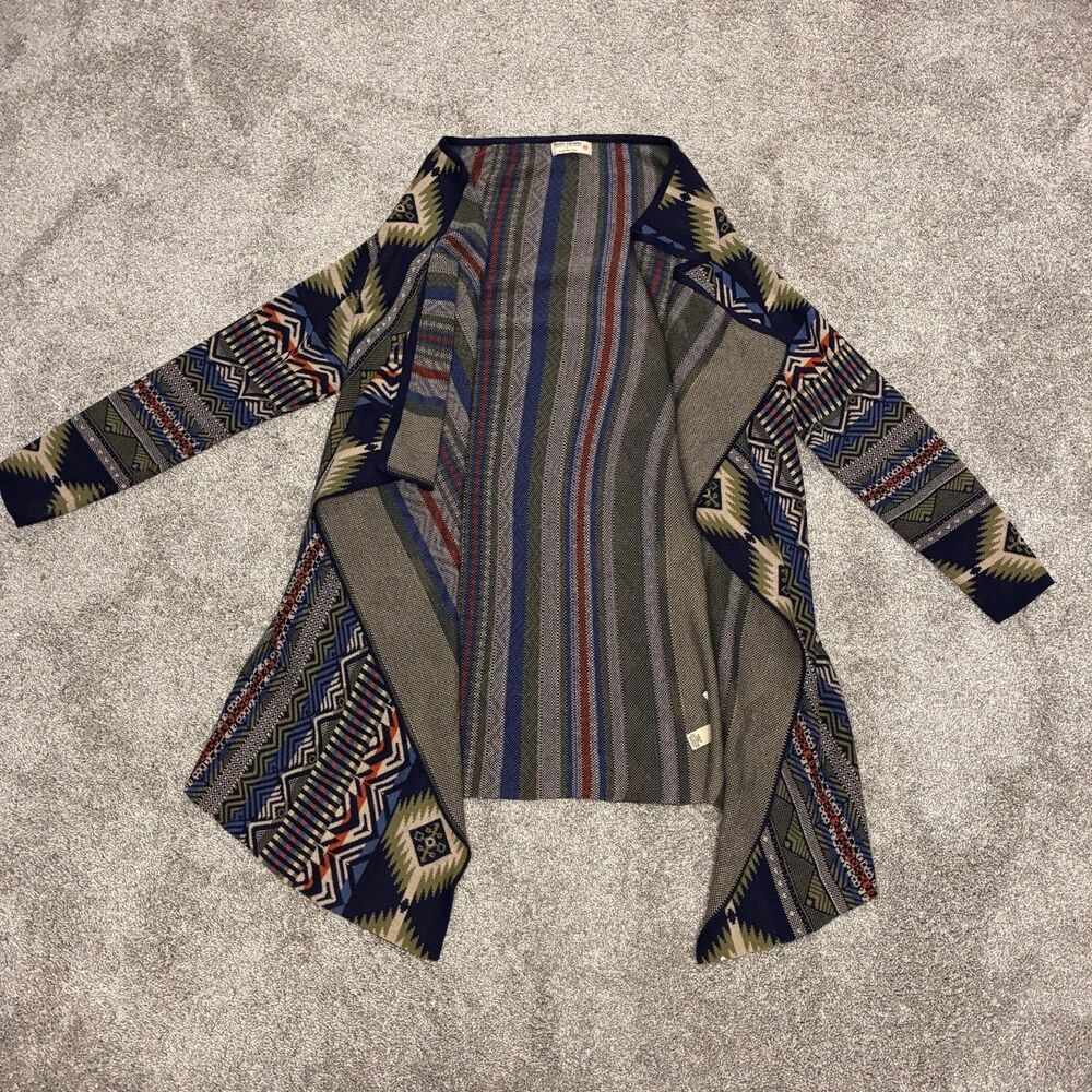 Ruff Hewn Open Front Cardigan Sweater Women’s Large Southwestern Aztec Cowgirl